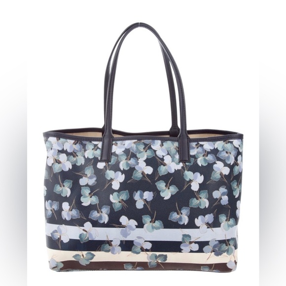 NEW Tory Burch Rare Floral Primula Stripe Kerrington Tote Authenticated Dust Bag - Picture 3 of 12